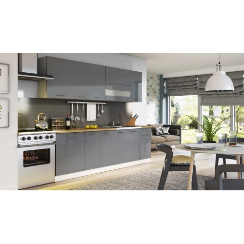 Virtuves komplekts TIFFANY 260, pelēks glancēts